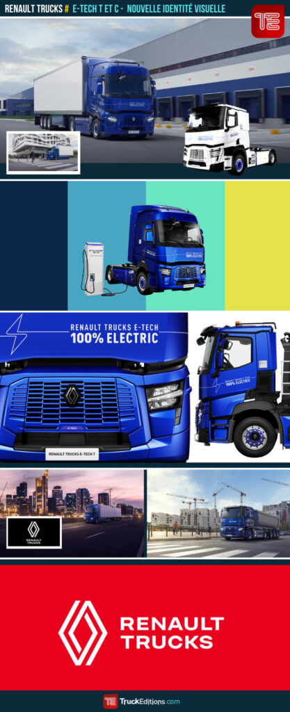 Infographie nouveau identité visuelle Renault Trucks E-Tech sur Truckeditions