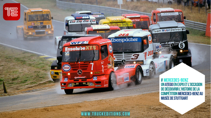 Cet Atego rouge vif a remporté à lui seul treize titres de champion d'Europe de courses de camions entre les années 1980 et 2001.