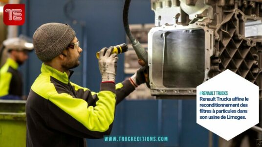 Opérateur Renault Trucks inspectant un FAP rénové à Limoges