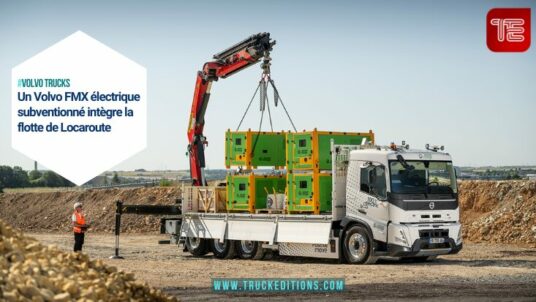 Volvo FMX Electric plateau grue - chantier CLSP
