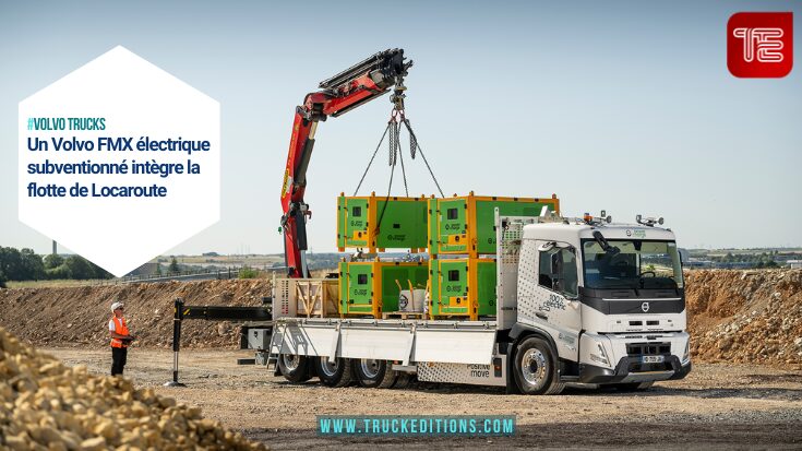 Volvo FMX Electric plateau grue - chantier CLSP