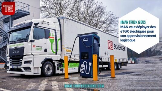 Camion électrique MAN eTGX en charge sur site DB Schenker
