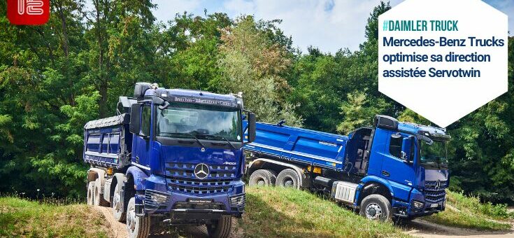 Deux camions Mercedes-Benz Arocs sur terrain vallonné démonstration de manœuvrabilité