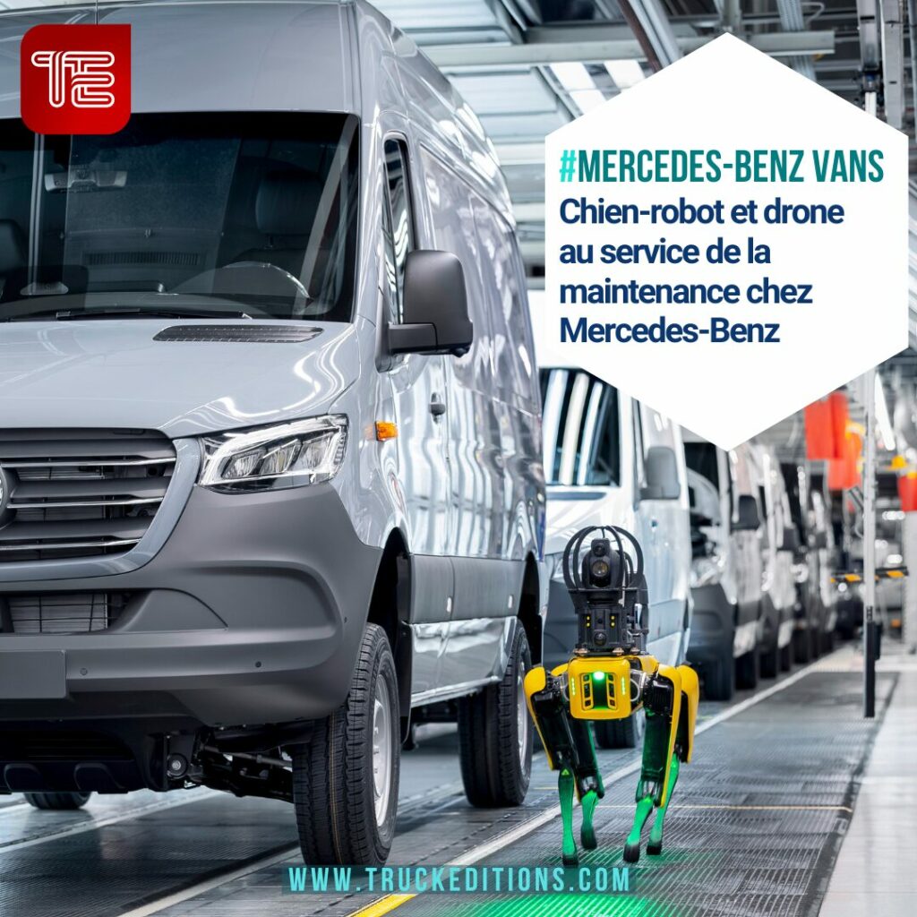 Mercedes-Benz teste un duo robot-drones pour optimiser son site de production du Sprinter et eSprinter.