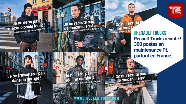 campagne Renault Trucks recrute ! 300 postes en maintenance poids lourd partout en France.