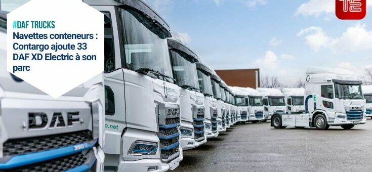 Tracteur électrique DAF XD Electric attelé à un châssis porte-conteneur sur terminal