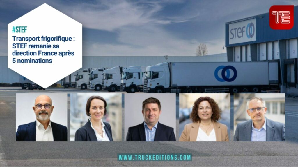 STEF restructure sa direction France avec cinq nominations dans ses activités transport et logistique sous température contrôlée avec Damien Chapotot, Directeur Général Opérationnel France, François Pinto, Direction internationale, Fabrice Carré, à la direction de la Business Unit Flux frais, Catherine Gagneraud, comme Directrice de la Business Unit GMS, Laurent Garnier, à la tête de la Business Unit Surgelés, Céline Vidili, comme Directrice des Ressources Humaines France et Franck Glasset en tant que Directeur Commercial France.