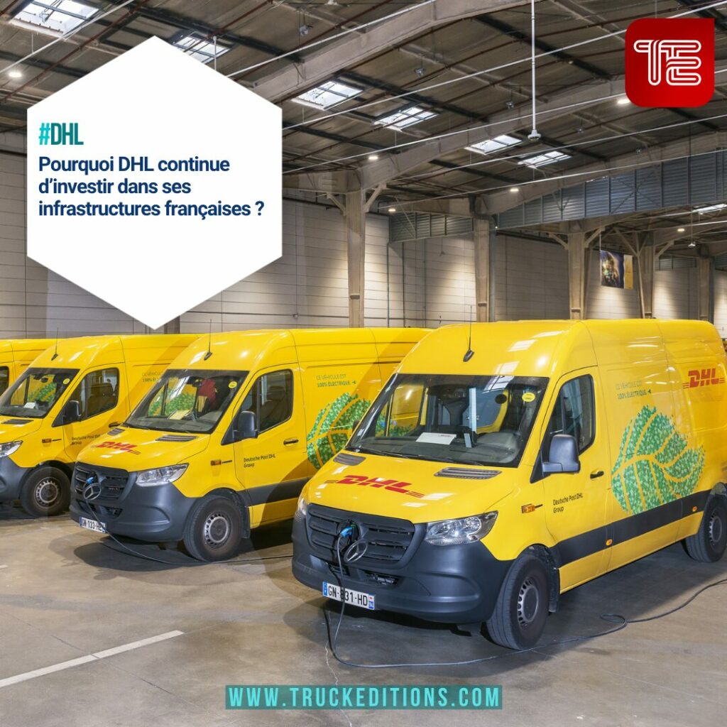 Véhicule utilitaire électrique DHL en phase de recharge
