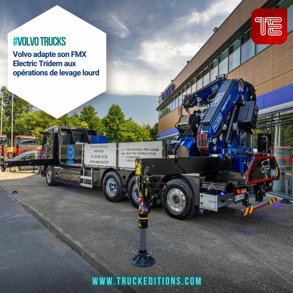 Volvo livre à AEP Paris Île-de-France un FMX Electric Tridem équipé d'une grue Fassi de 80 t/m