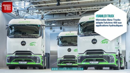 Trois Mercedes-Benz eActros 400 électriques destinés à AVG Köln avec prise de force mécanique intégrée.