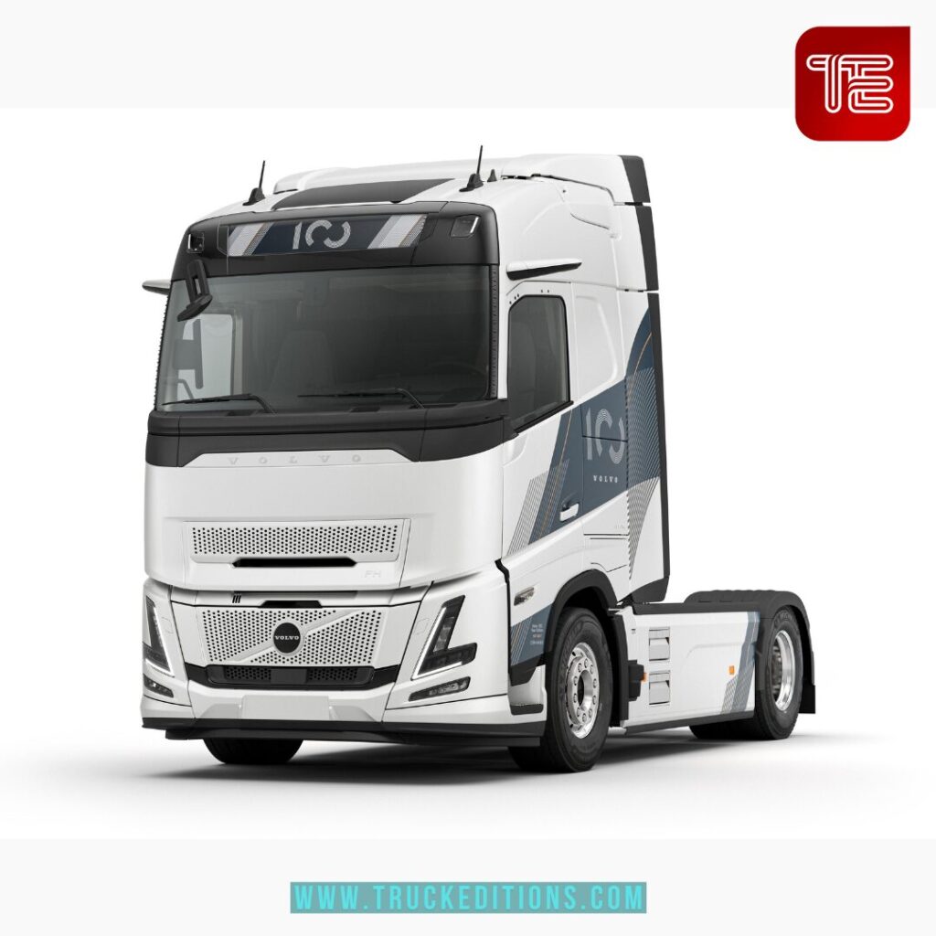 Volvo FH Aero Édition spéciale 100 ans sur fond blanc