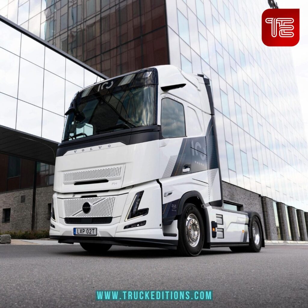 Volvo FH Édition spéciale 100 ans photographié devant un bâtiment