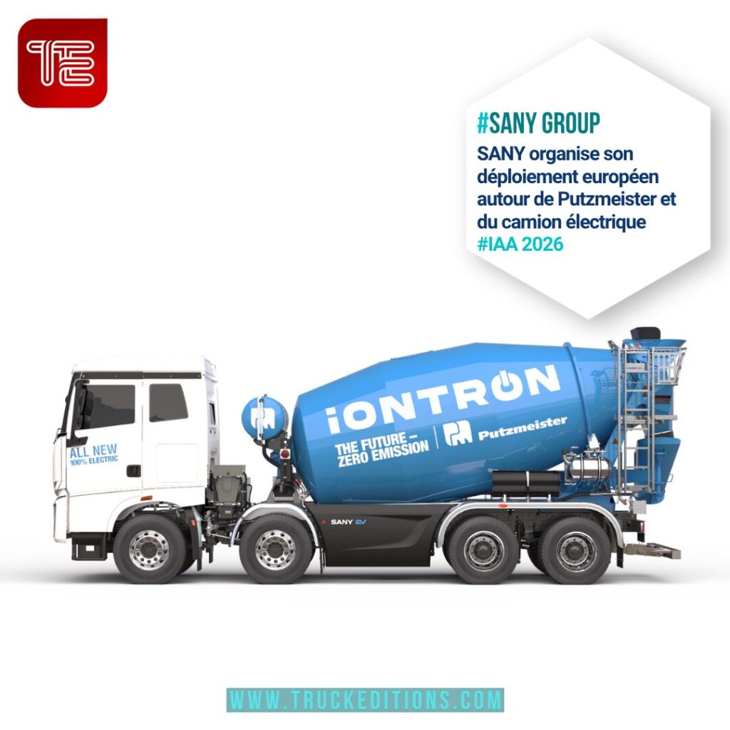 SANY e435 : SANY e435 8x4 électrique équipé d’un malaxeur Putzmeister