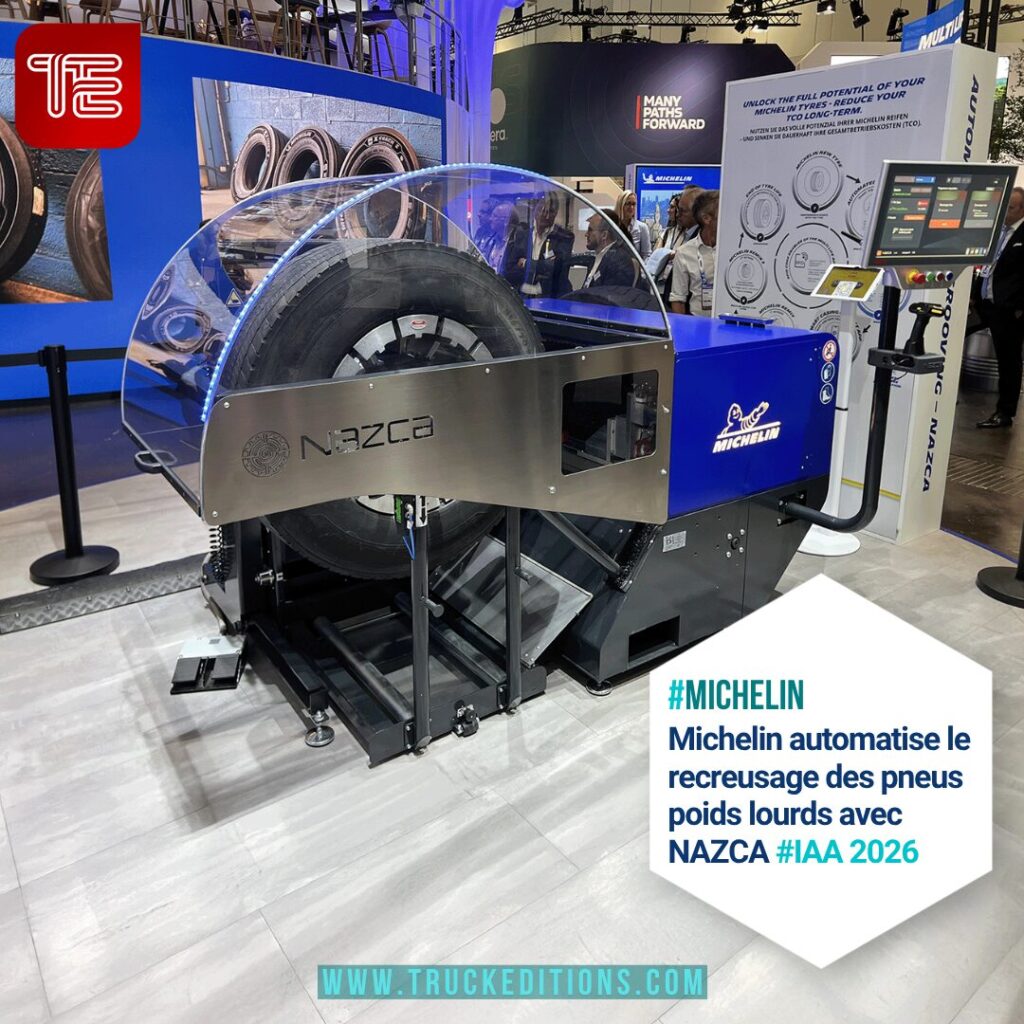 IAA 2026 : Recreusage automatisé d’un pneumatique poids lourd avec la machine MICHELIN NAZCA