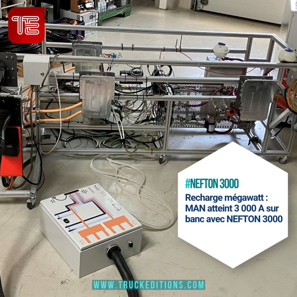 Banc d’essai NEFTON 3000 utilisé pour tester une chaîne de recharge à très forte intensité