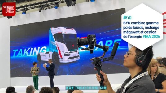 Stella Li et Domenico Gostoli lors de la conférence BYD à IAA Transportation 2026