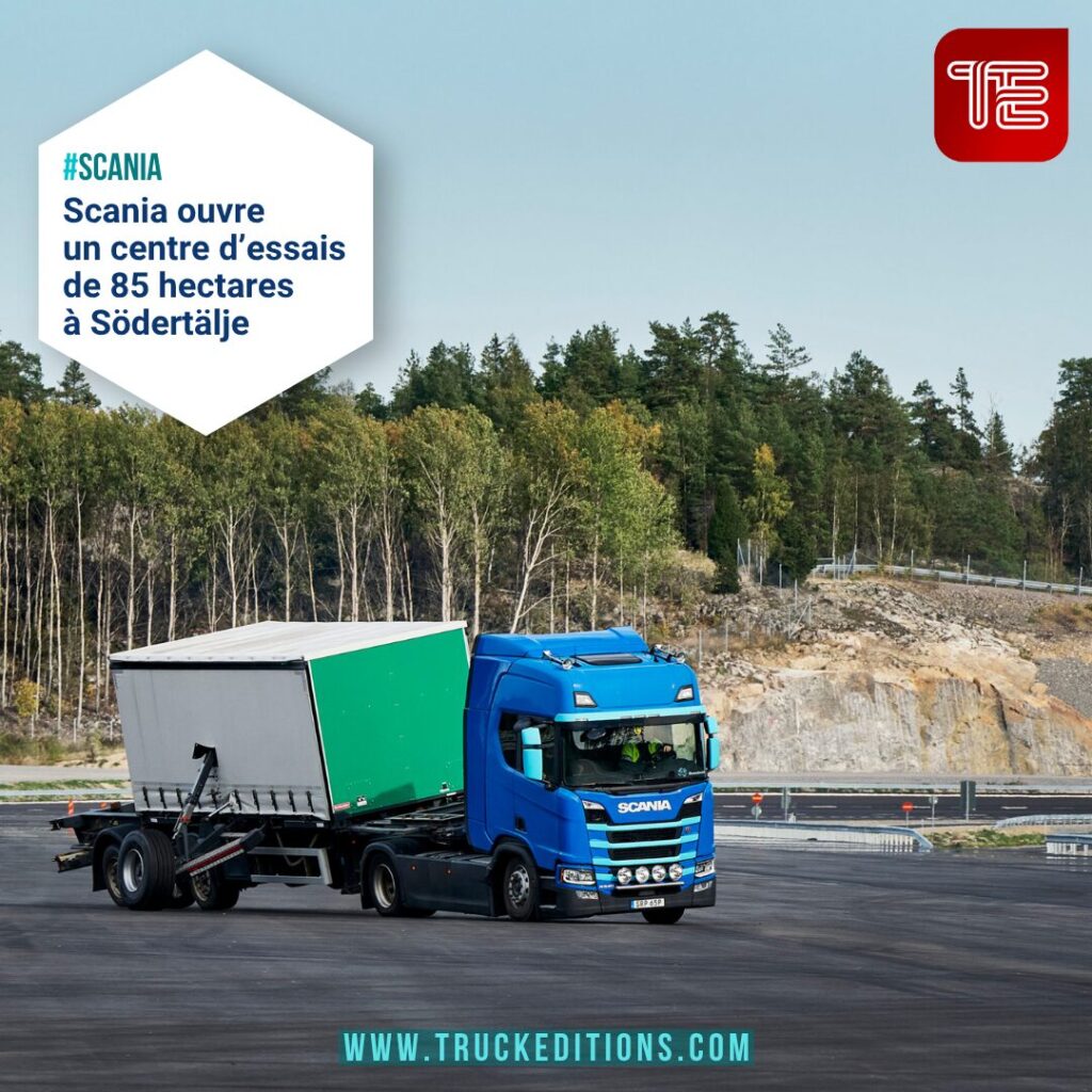 Camion Scania sur une piste du nouveau centre d’essais de Södertälje